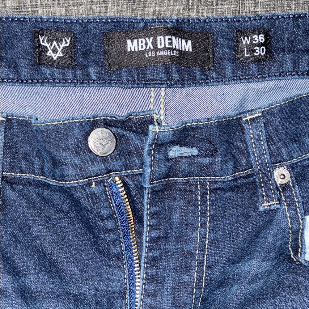 MBX Denim Men's Relaxed Fit Jeans - Dark Blue